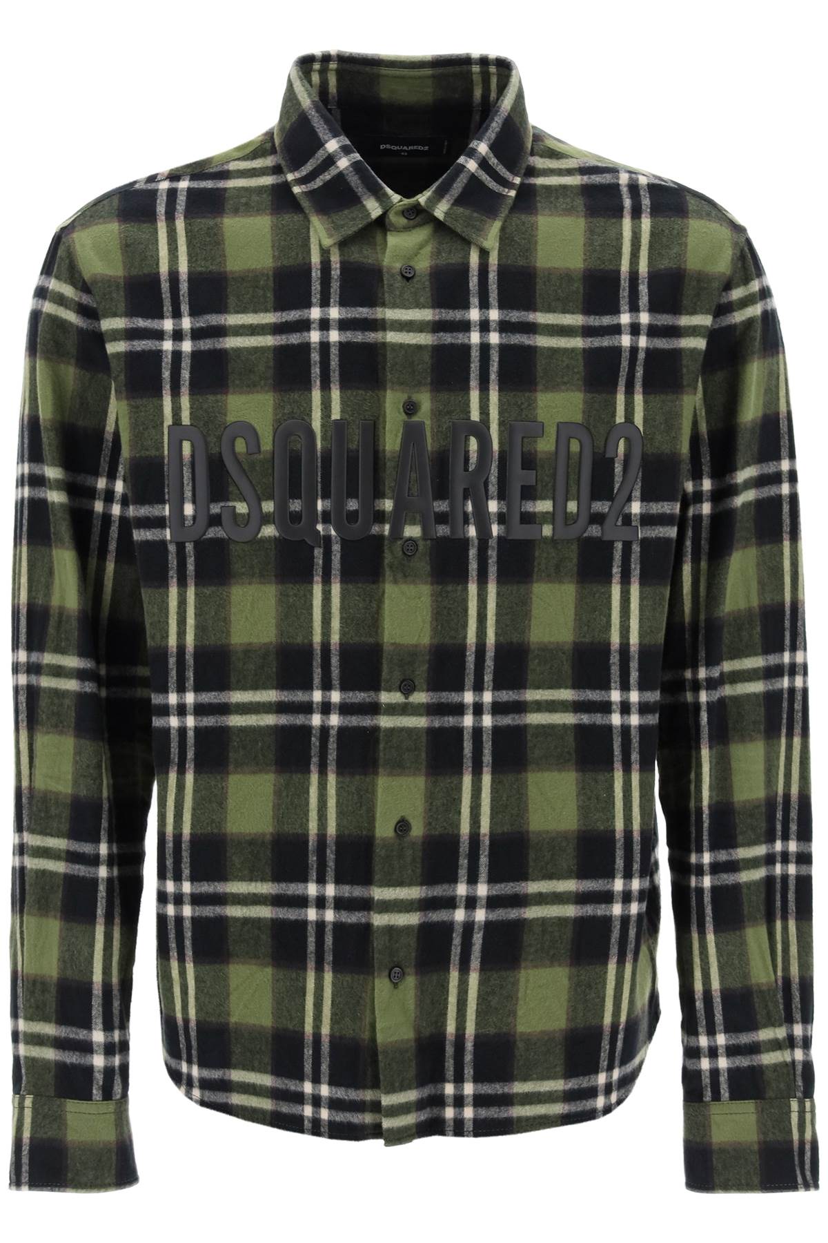 Dsquared2 check flannel shirt with rubberized logo-0