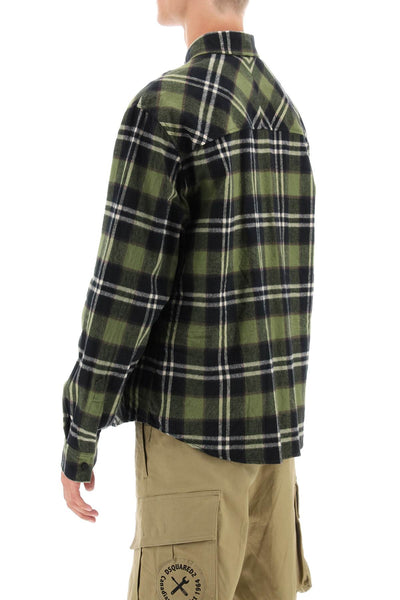 Dsquared2 check flannel shirt with rubberized logo-2