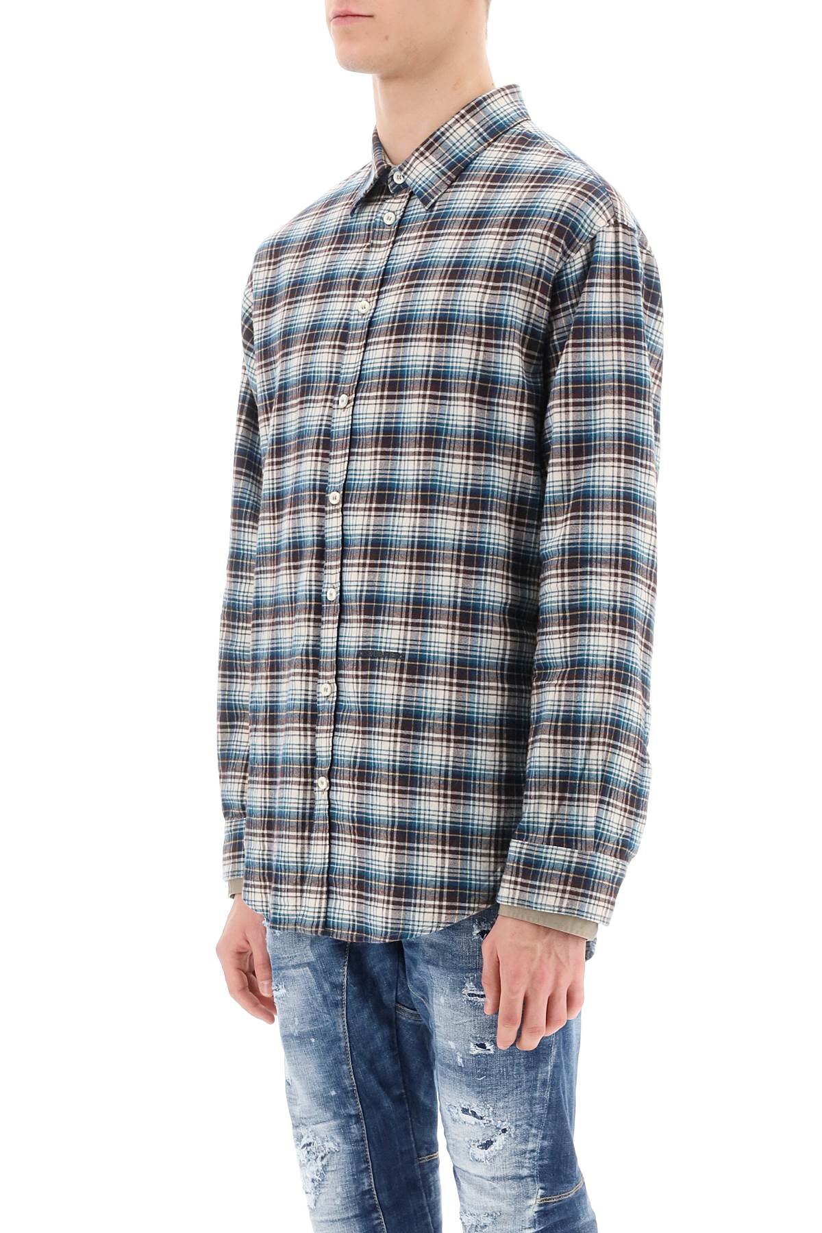 Dsquared2 check shirt with layered sleeves-3