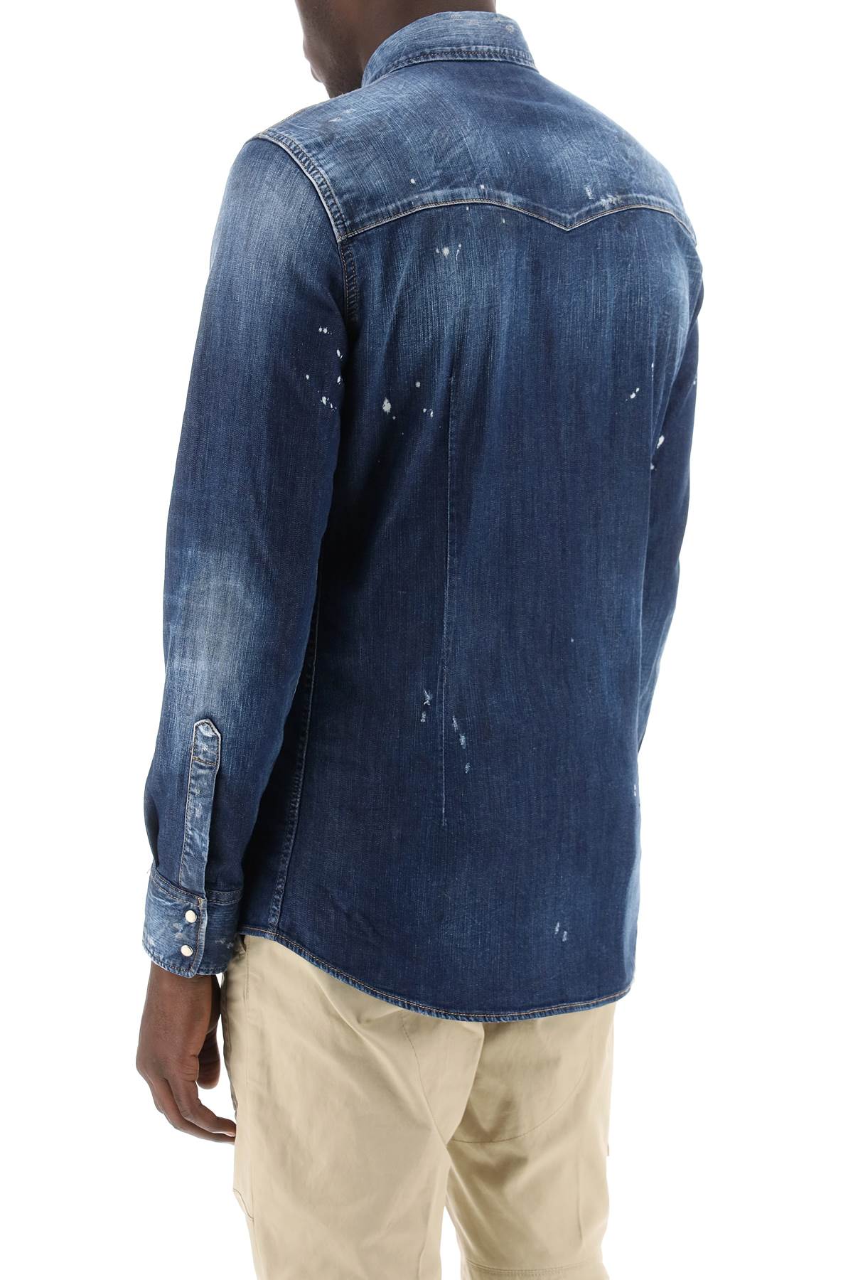 Dsquared2 western shirt in used denim-2