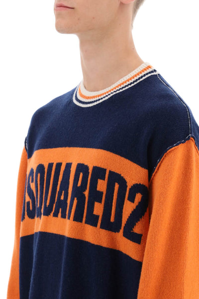 Dsquared2 college sweater in jacquard wool-3