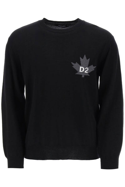 Dsquared2 d2 leaf wool sweater-0
