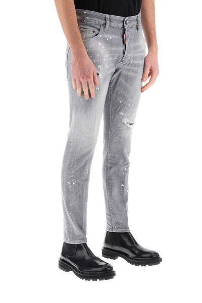 Dsquared2 skater jeans in grey spotted wash-1