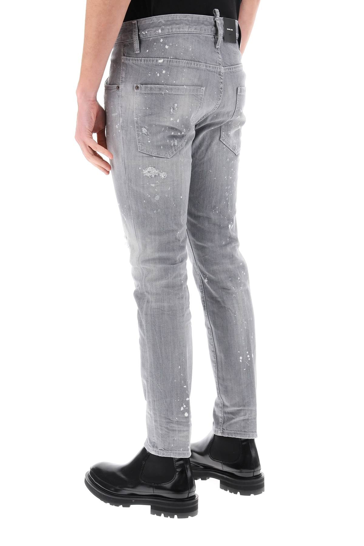 Dsquared2 skater jeans in grey spotted wash-2