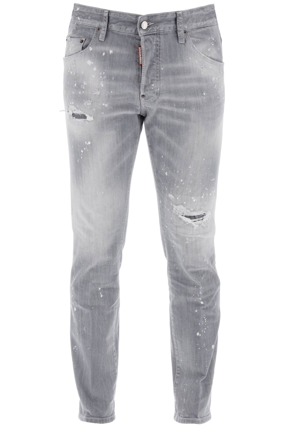 Dsquared2 skater jeans in grey spotted wash-0