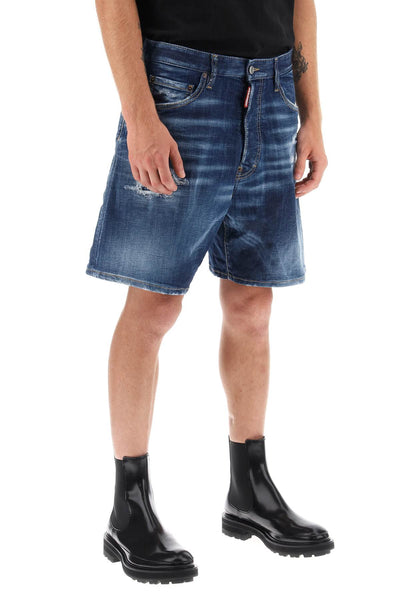 Dsquared2 loose shorts in used denim-1