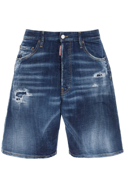 Dsquared2 loose shorts in used denim-0
