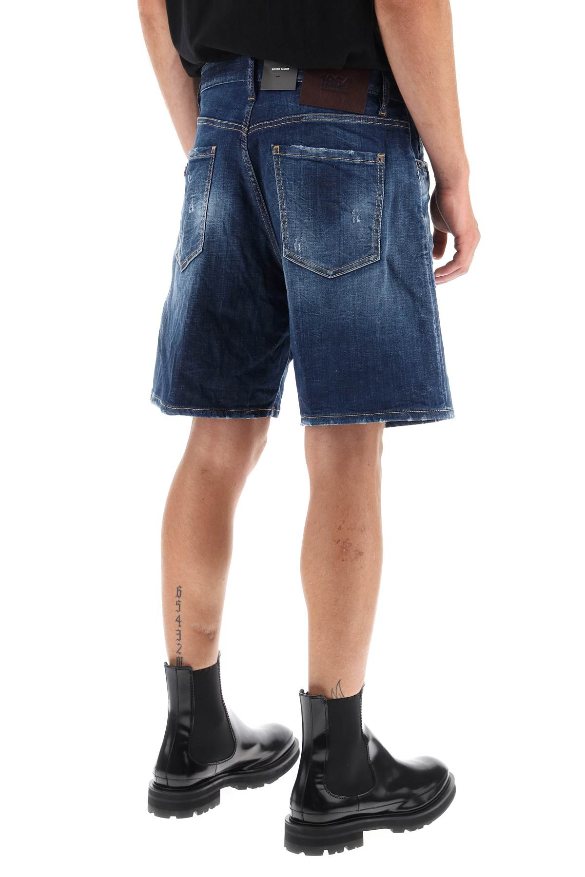 Dsquared2 loose shorts in used denim-2