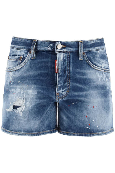 Dsquared2 sexy 70's shorts in worn out booty denim-0