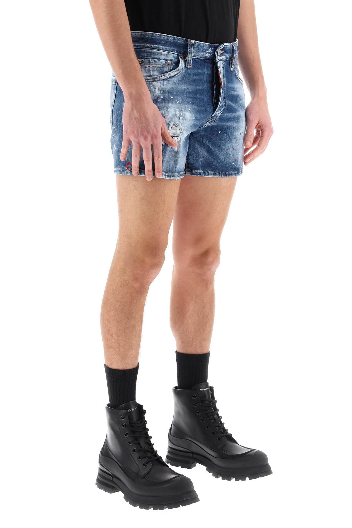 Dsquared2 sexy 70's shorts in worn out booty denim-1