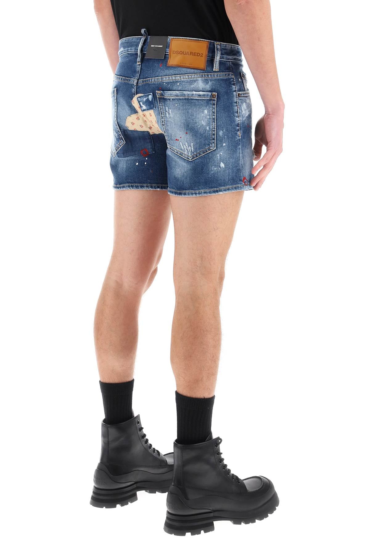 Dsquared2 sexy 70's shorts in worn out booty denim-2