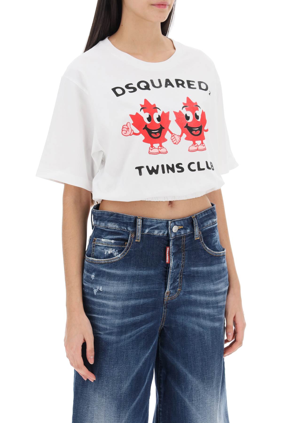 Dsquared2 cropped t-shirt with twins club print-1