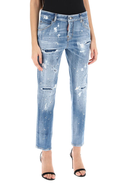 Dsquared2 cool girl jeans in medium ice spots wash-1