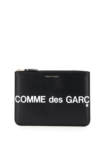 Comme des garcons wallet leather pouch with logo-0