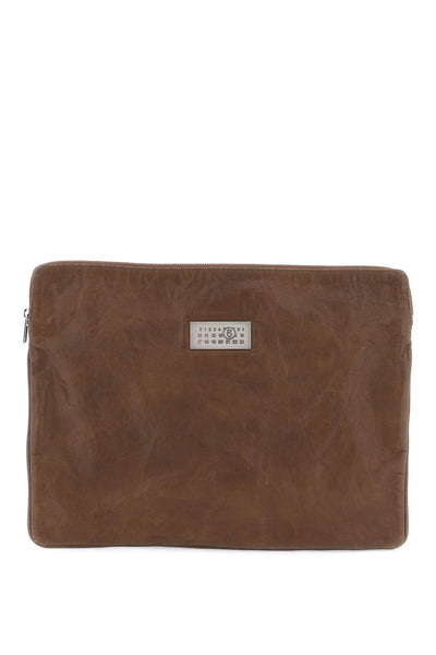 Mm6 maison margiela crinkled leather document holder pouch-0