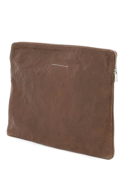 Mm6 maison margiela crinkled leather document holder pouch-1