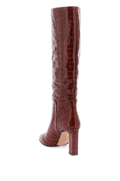 Aquazzura sellier boots in croc-embossed leather-2