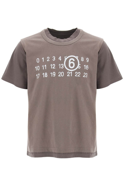Mm6 maison margiela layered t-shirt with numeric signature print effect-0