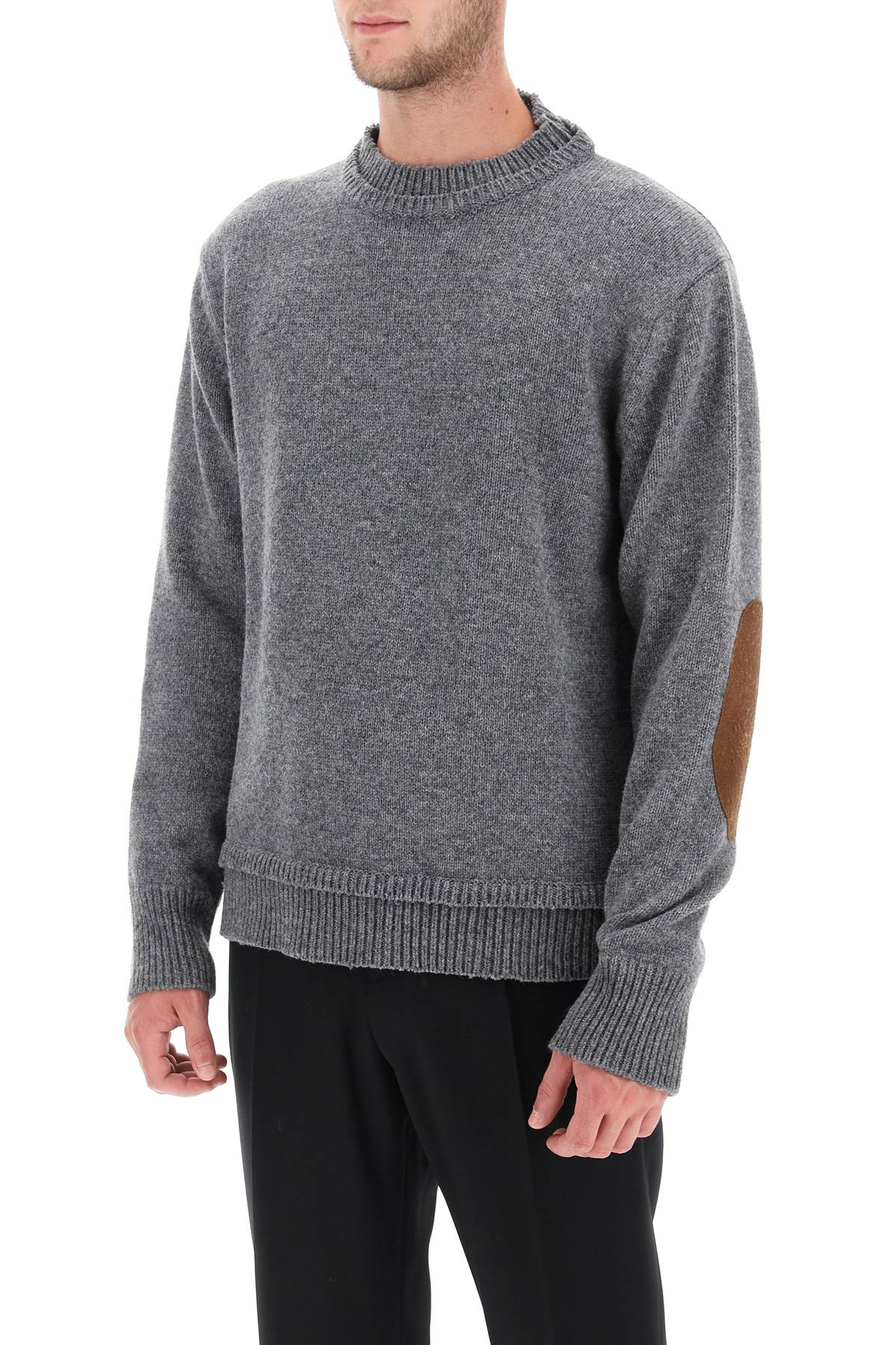Maison margiela crew neck sweater with elbow patches-3