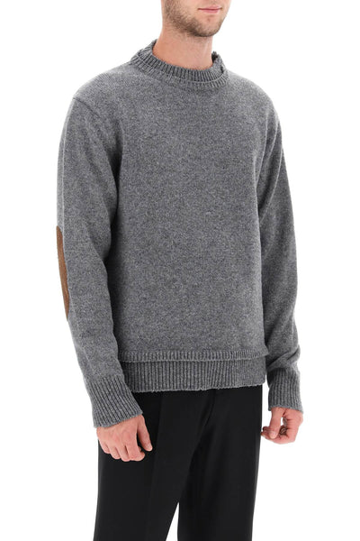 Maison margiela crew neck sweater with elbow patches-1