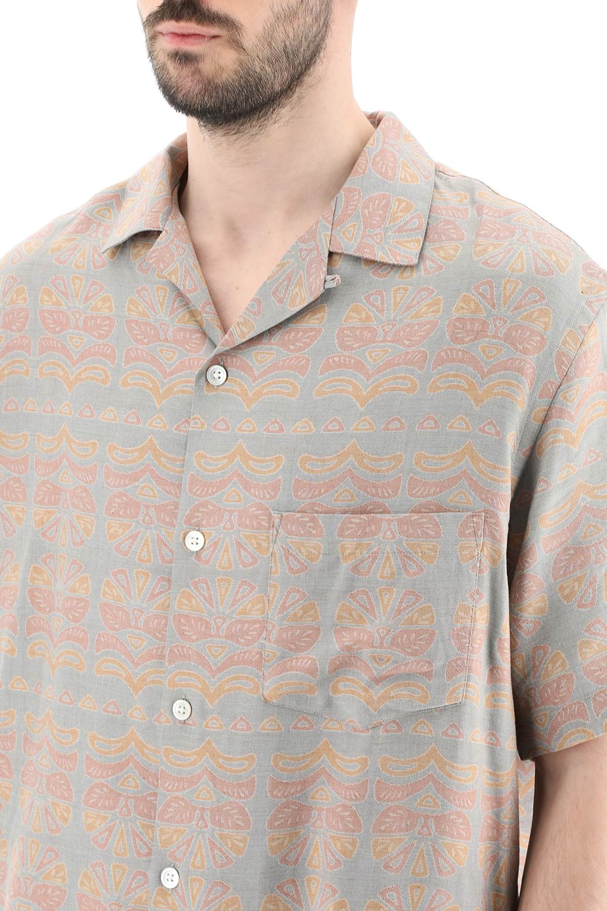 Portuguese flannel cotton viscose 'resort' short sleeve shirt-3