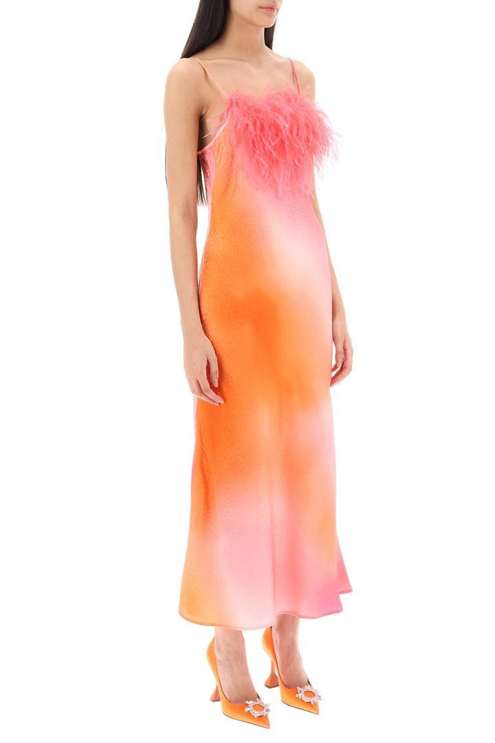 Art dealer 'ella' maxi slip dress in jacquard satin with feathers-1