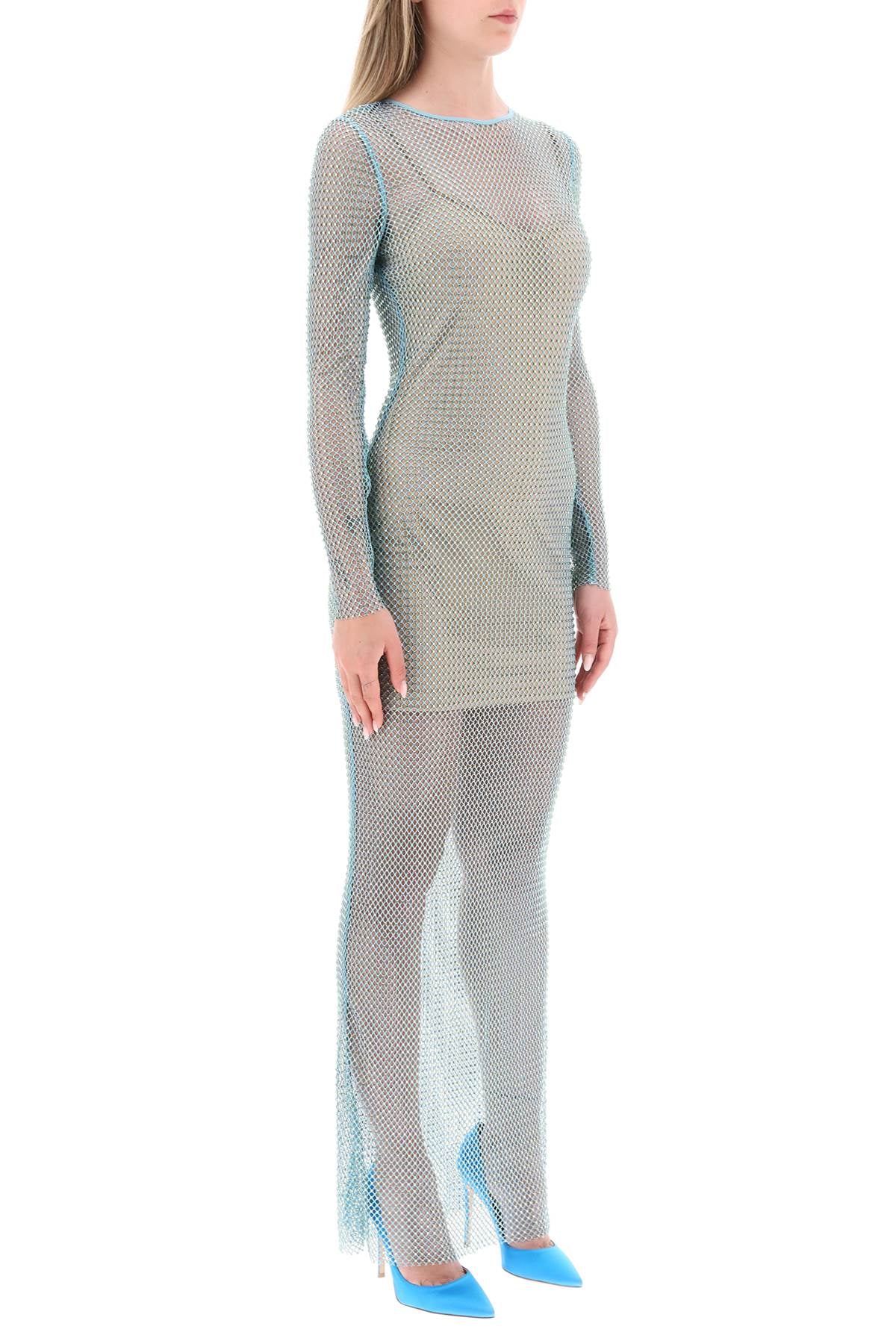 Self portrait maxi dress in fishnet with rhinestones-1