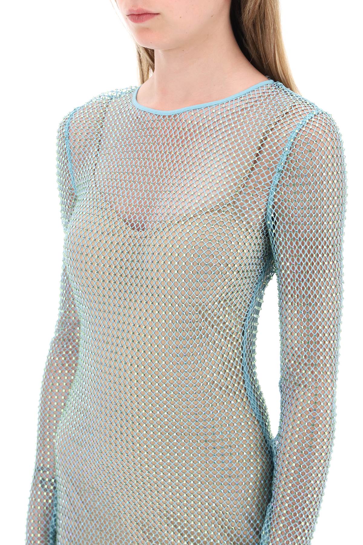 Self portrait maxi dress in fishnet with rhinestones-3