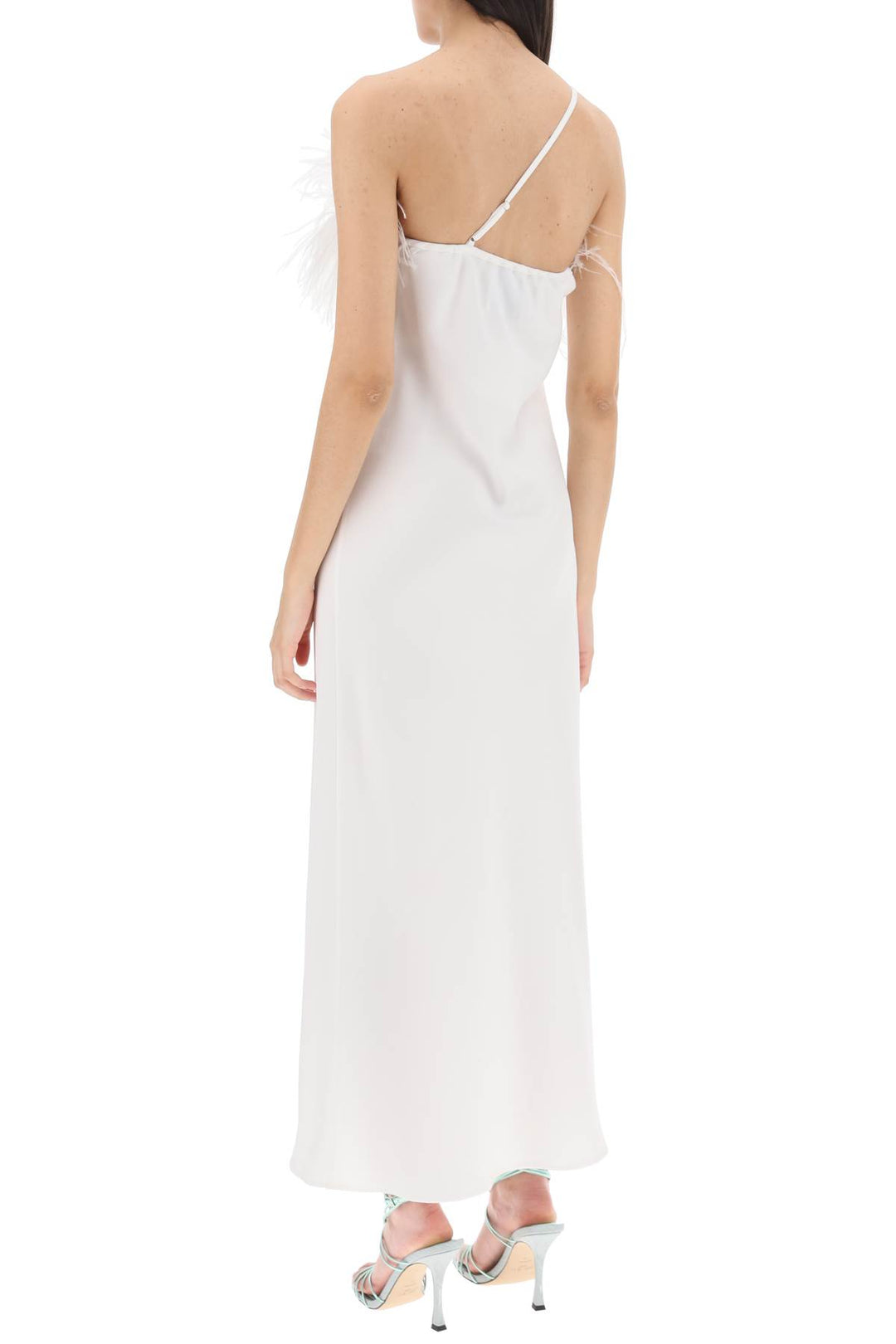 Art dealer 'ember' maxi dress in satin with feathers-2