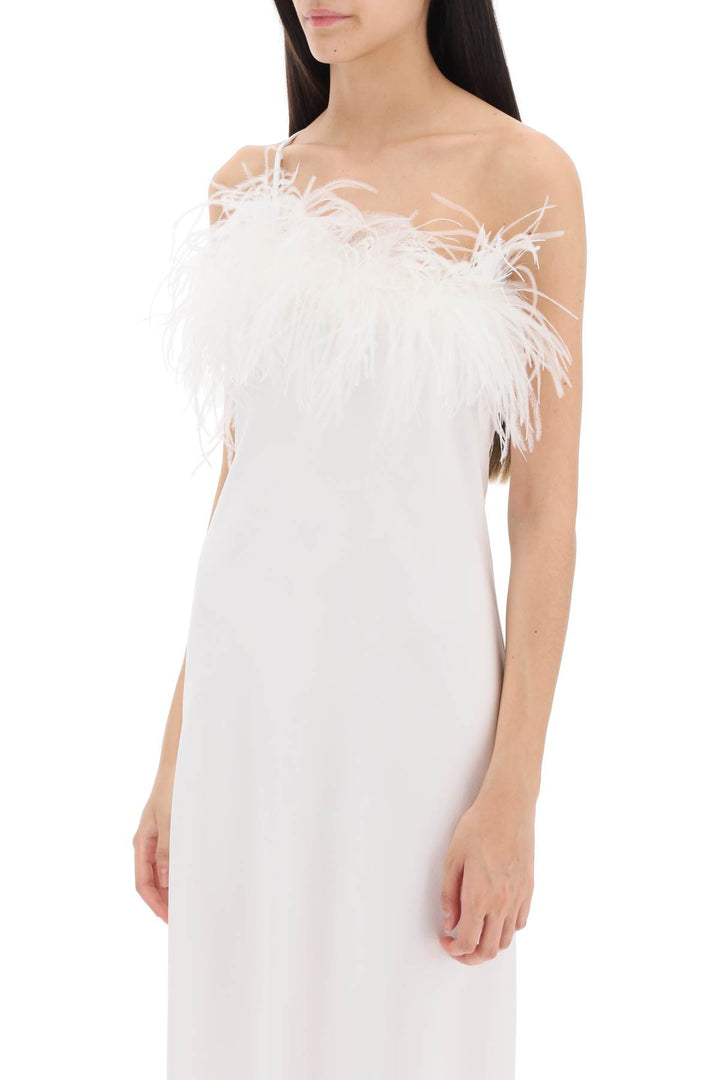 Art dealer 'ember' maxi dress in satin with feathers-3