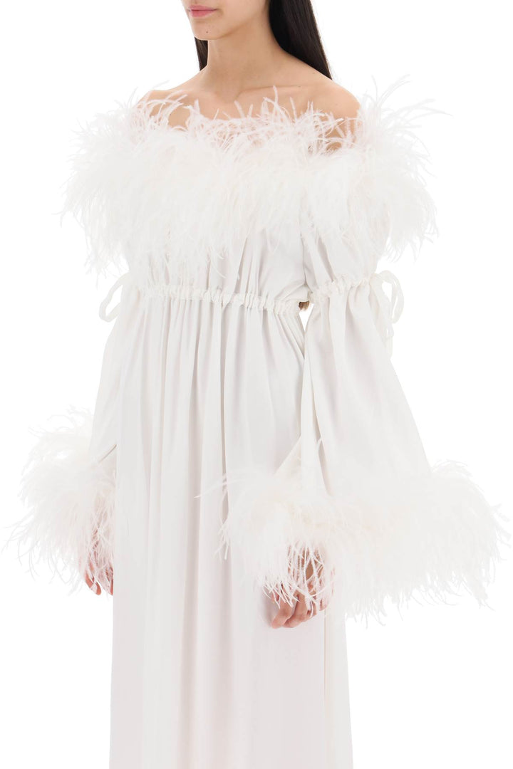 Art dealer 'bettina' maxi dress in satin with feathers-3