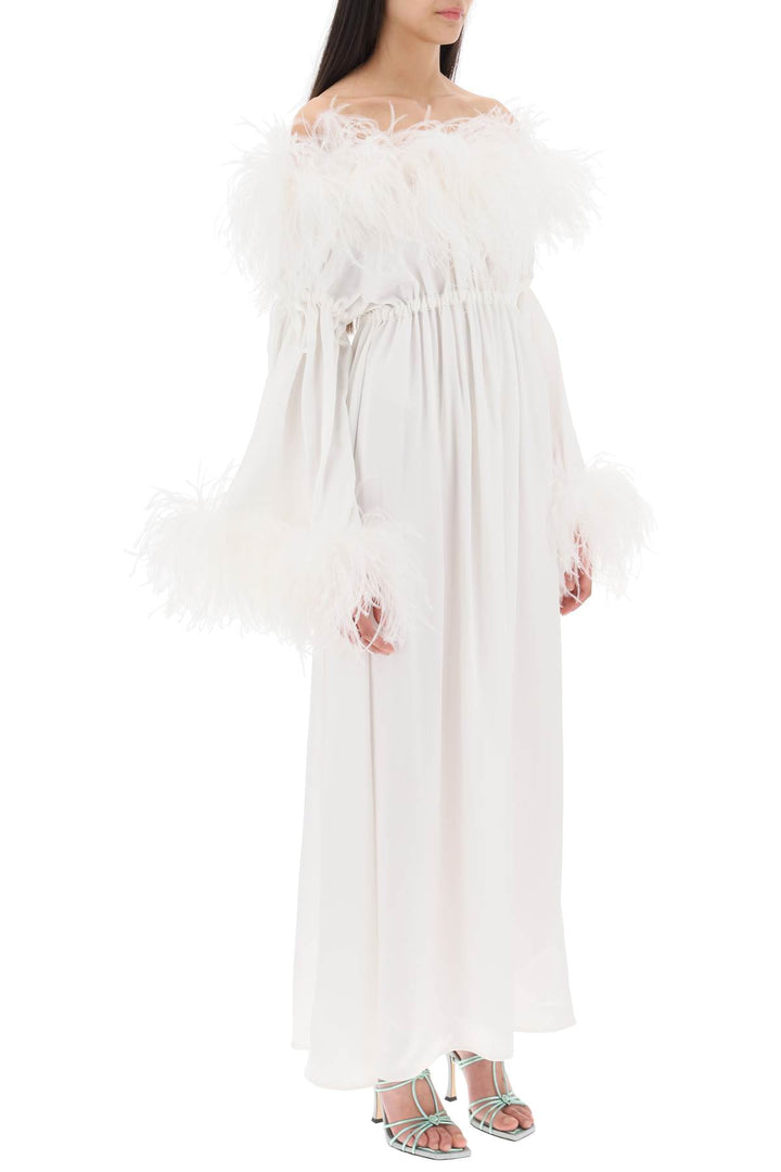Art dealer 'bettina' maxi dress in satin with feathers-1