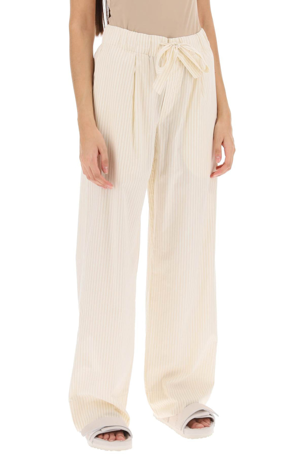 Birkenstock x tekla pajama pants in striped organic poplin-1