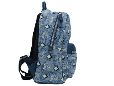 MCM Stark  Blue Vintage Jacquard Monogram Logo Fabric Backpack Bookbag Backpacks - Women - Bags, feed-1, MCM at SEYMAYKA