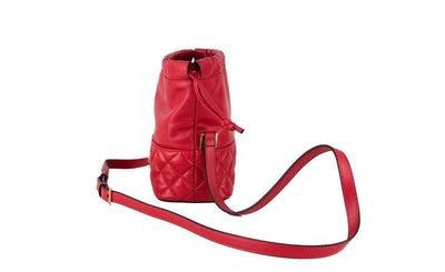 Versace Red Quilted Leather Drawstring Shoulder Bag Bucket Crossbody Handbag Crossbody Bags - Women - Bags, feed-1, Versace at SEYMAYKA