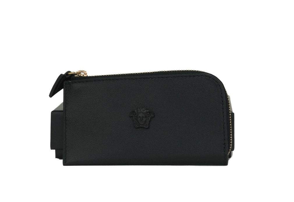Versace Smooth Leather Matte Medusa Head Organizer Zip Card Case Wallet Black feed-1, Versace, Wallets - Women - Bags at SEYMAYKA
