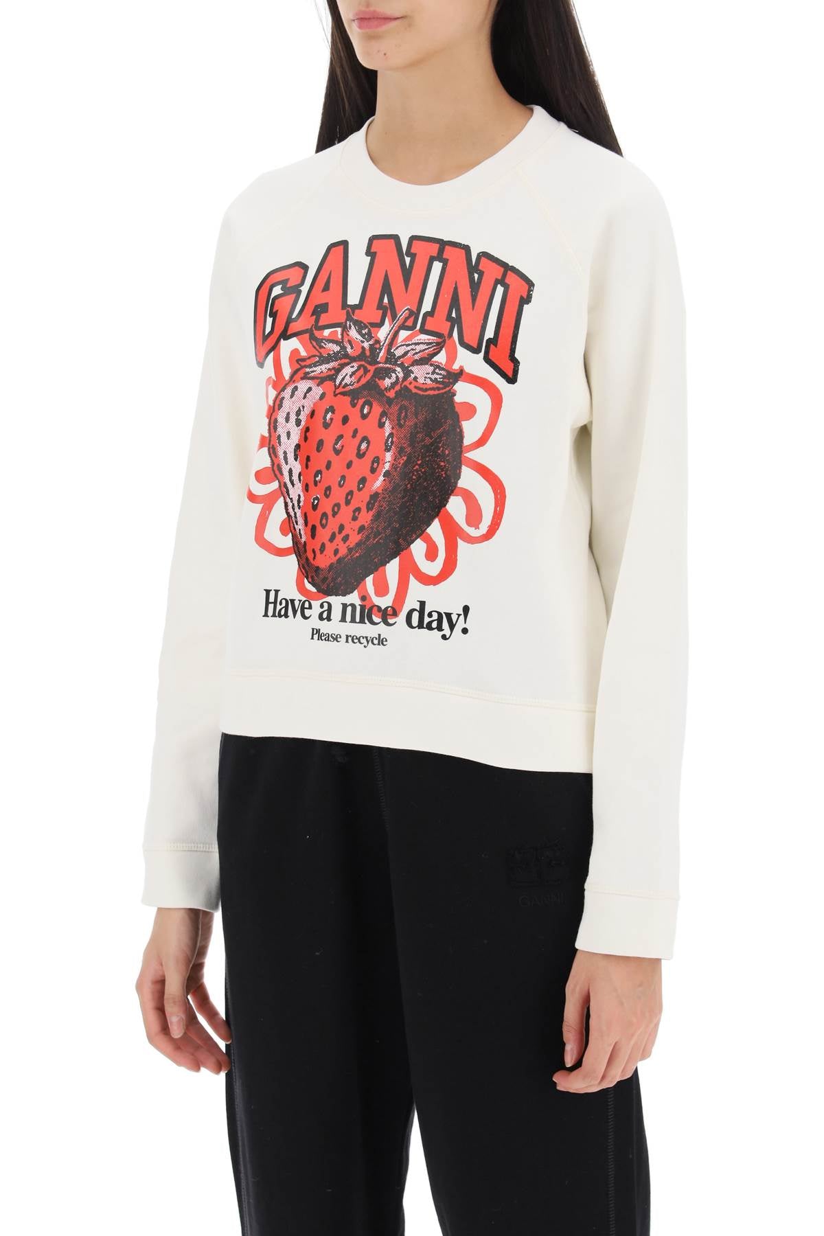 Ganni crew-neck sweatshirt with graphic print-3