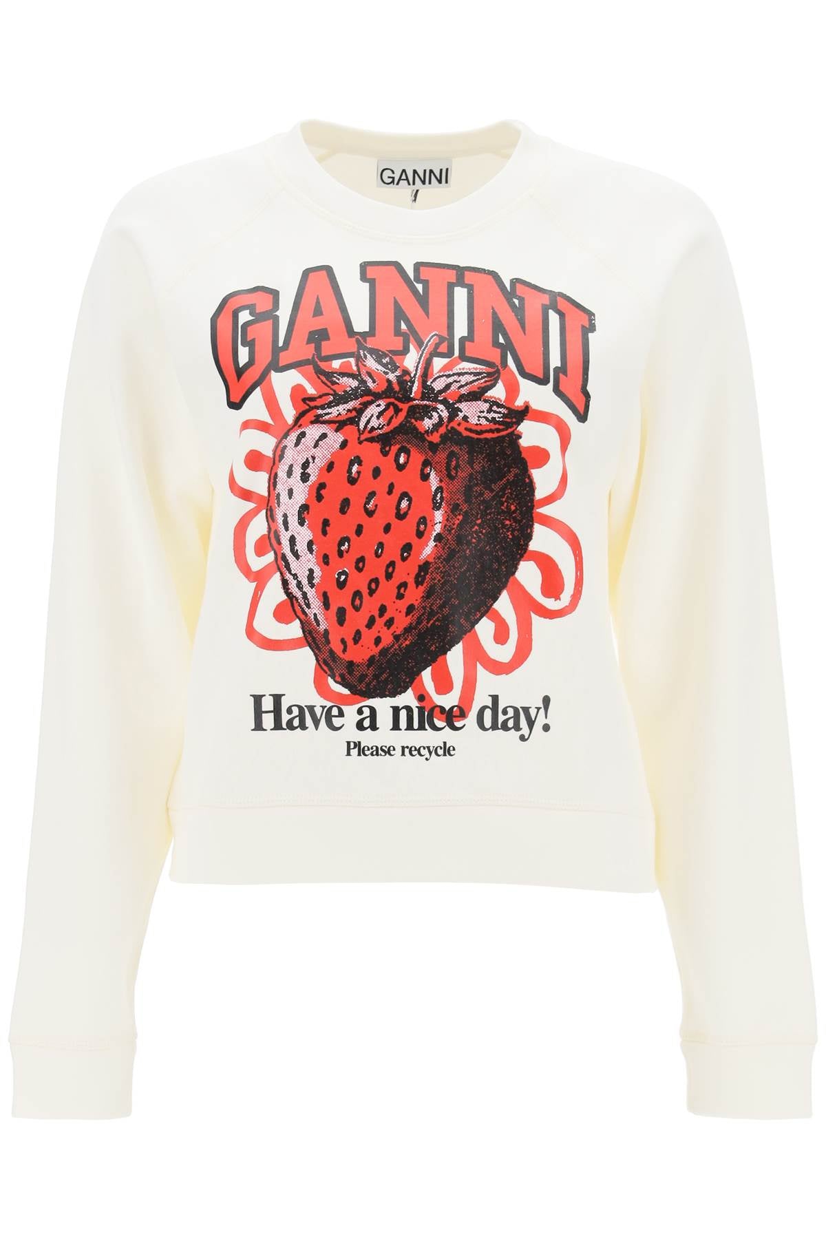 Ganni crew-neck sweatshirt with graphic print-0