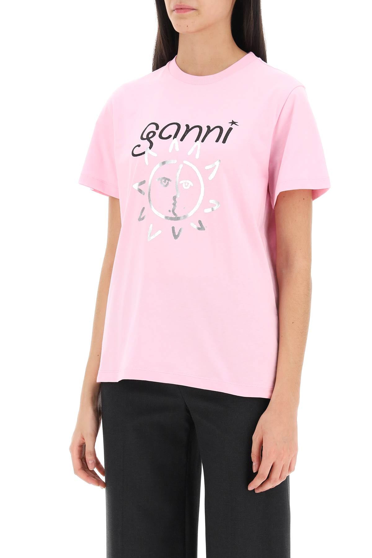 Ganni crew-neck t-shirt with print-3