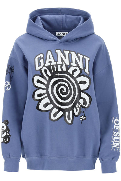 Ganni hoodie with graphic prints-0
