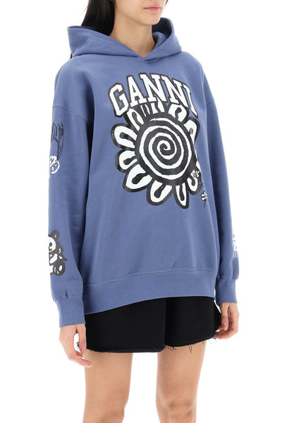 Ganni hoodie with graphic prints-1