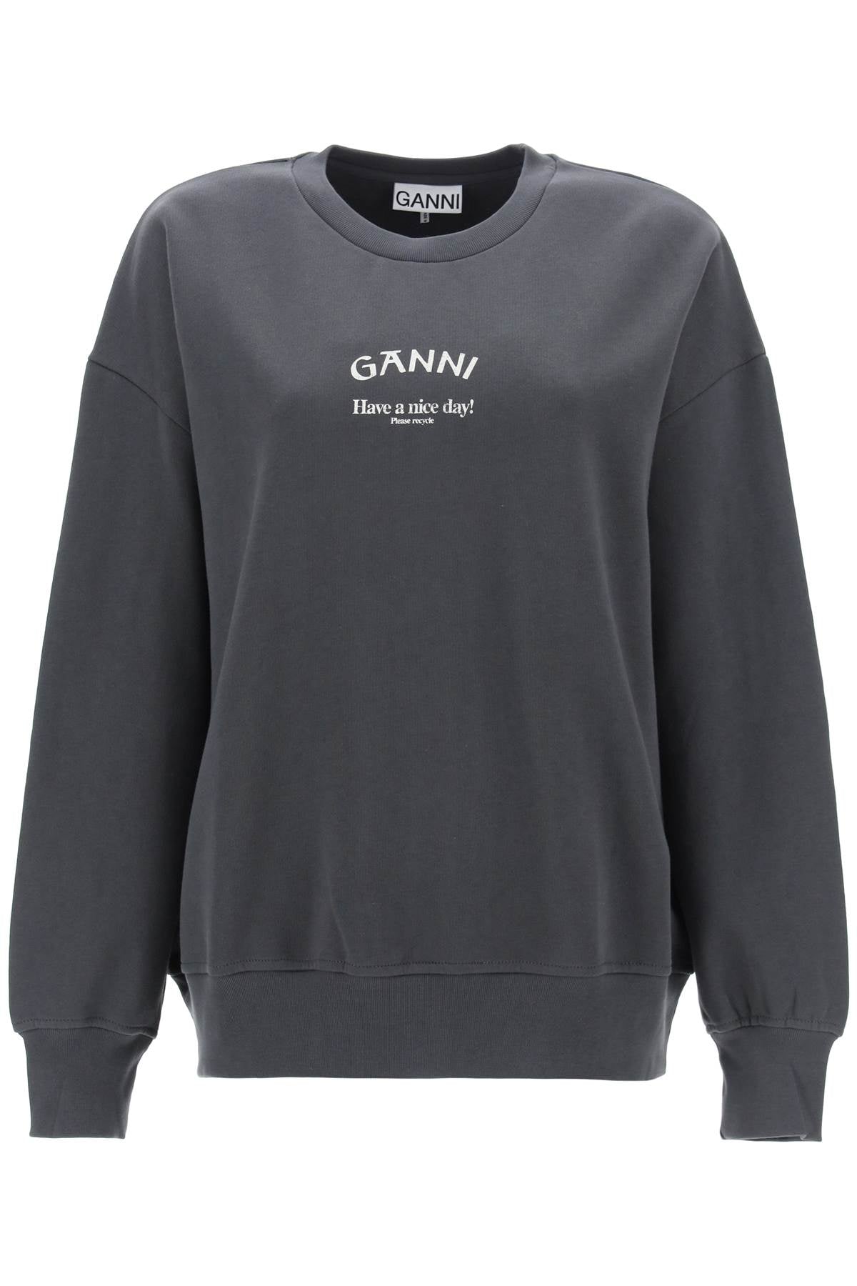 Ganni oversized sweatshirt with logo print-0