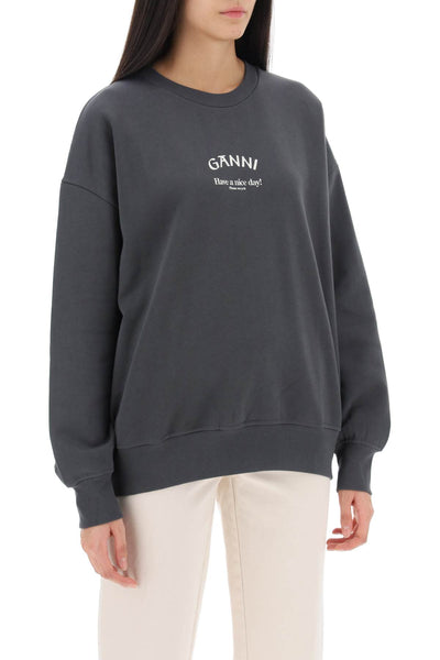 Ganni oversized sweatshirt with logo print-1