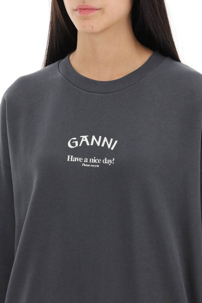 Ganni oversized sweatshirt with logo print-3