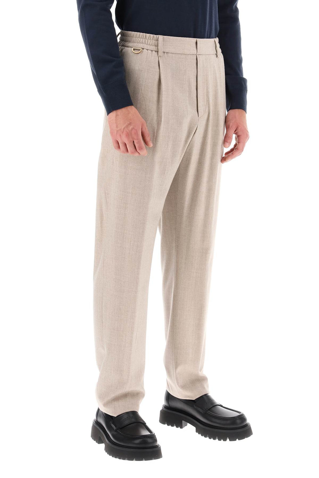 Agnona single pleat wool silk trousers-1