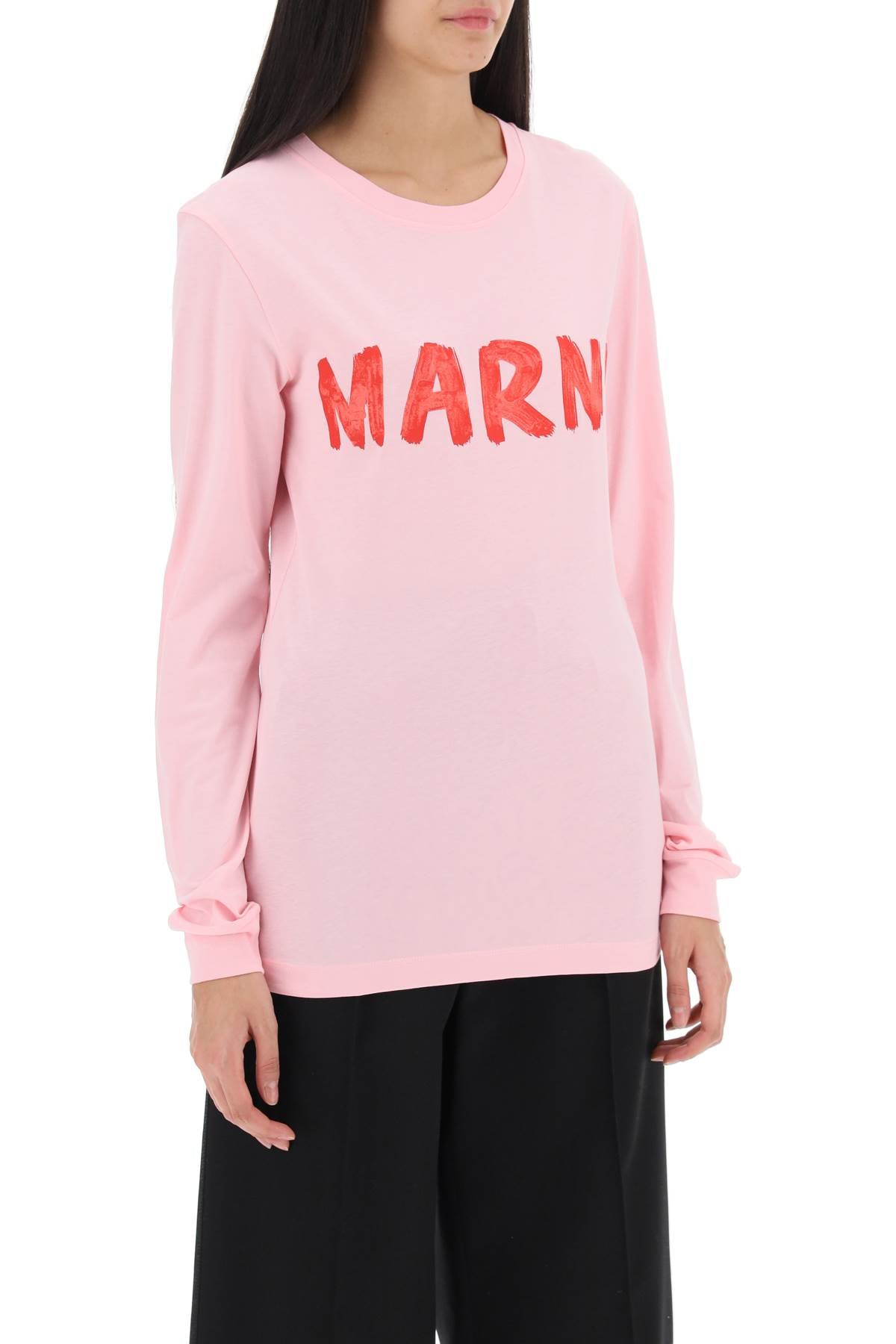 Marni brushed logo long-sleeved t-shirt-1