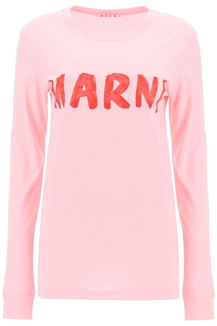 Marni brushed logo long-sleeved t-shirt-0