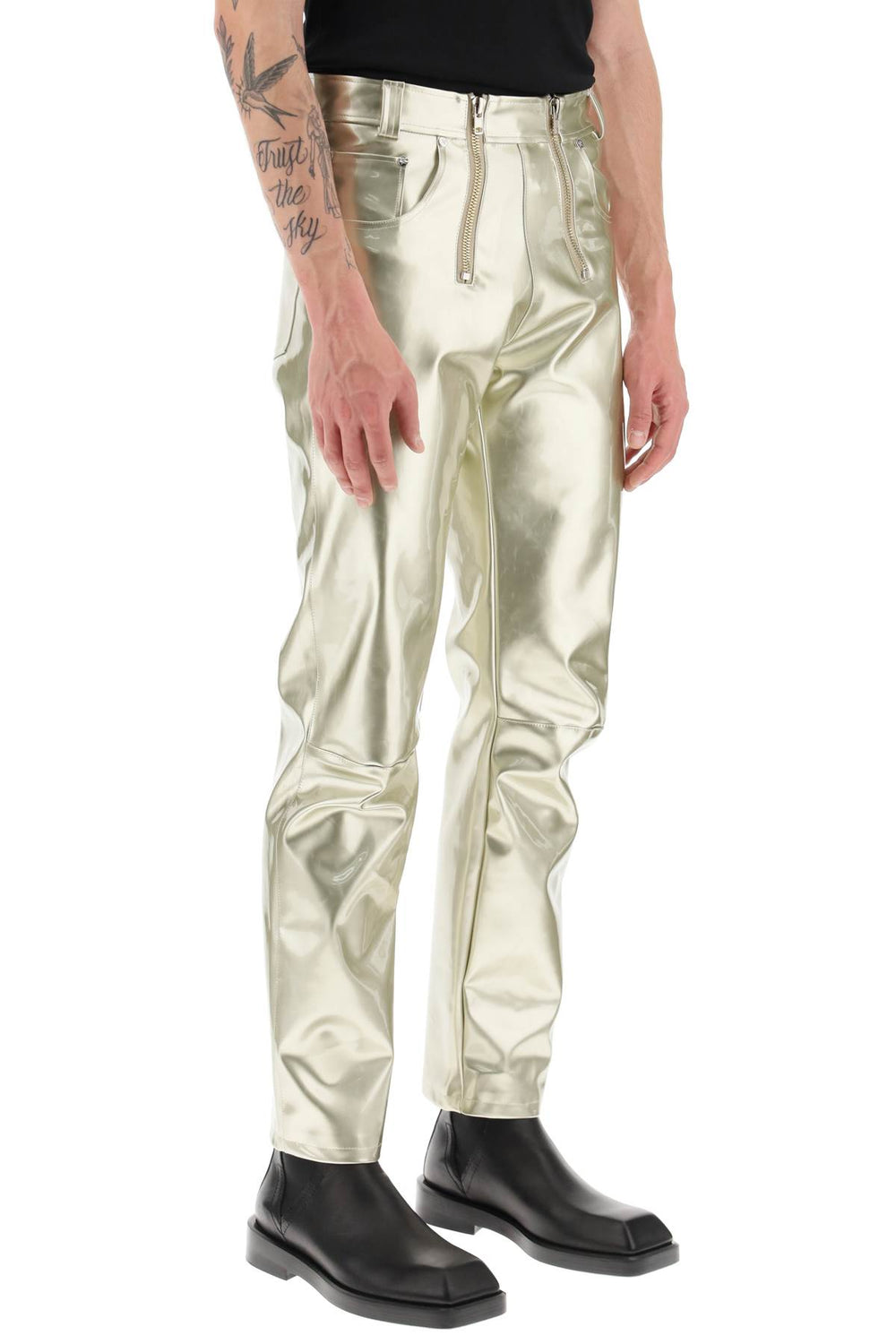 Gmbh double zip vinyl pants-1