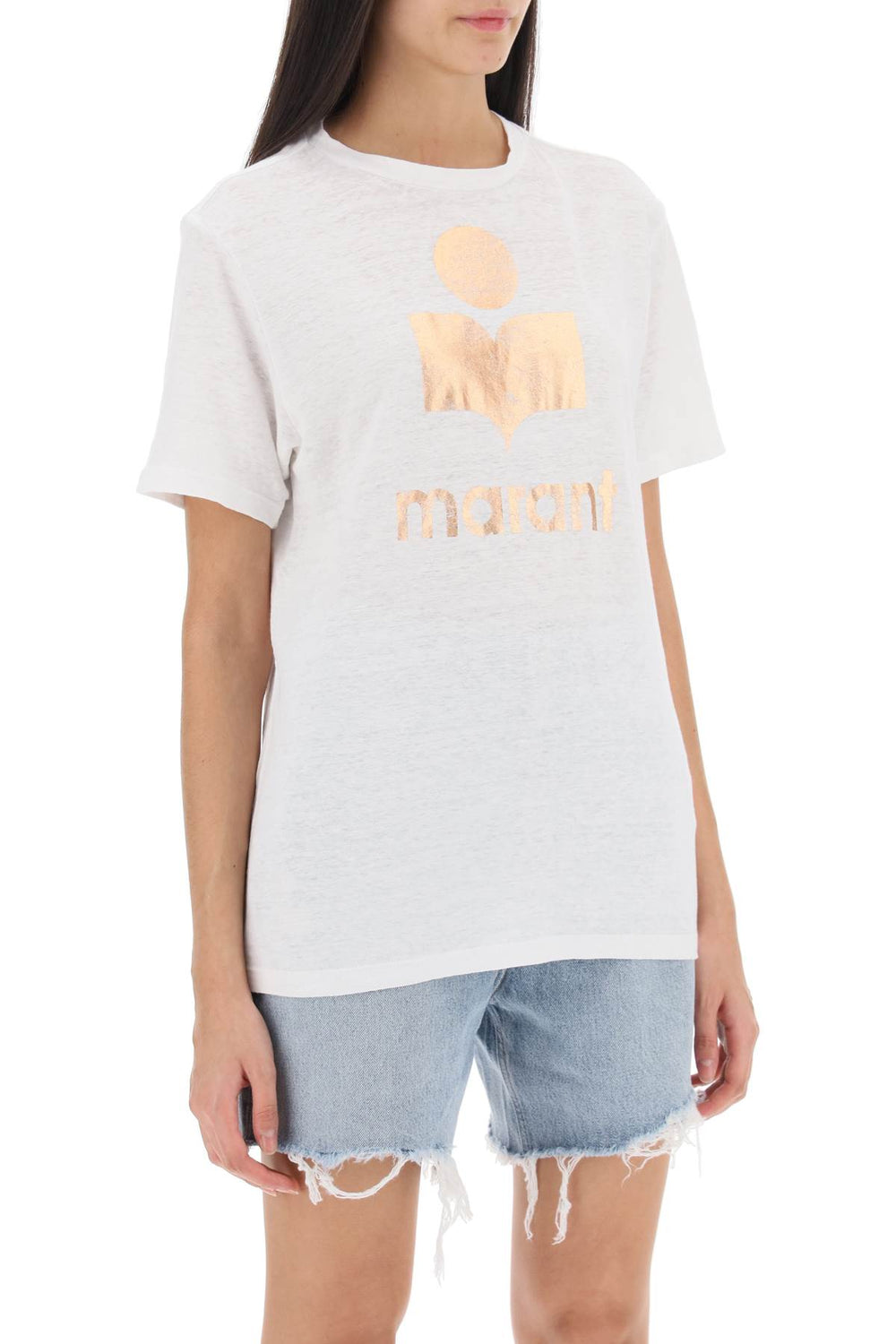 Isabel marant etoile zewel t-shirt with metallic logo print-1