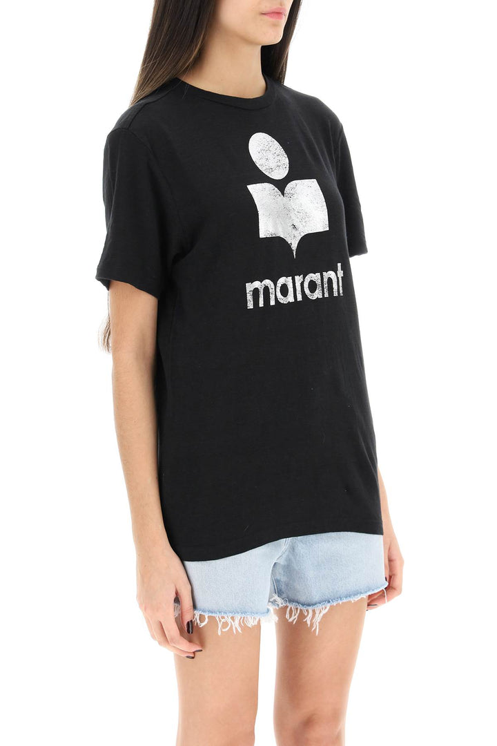 Isabel marant etoile zewel t-shirt with metallic logo print-1